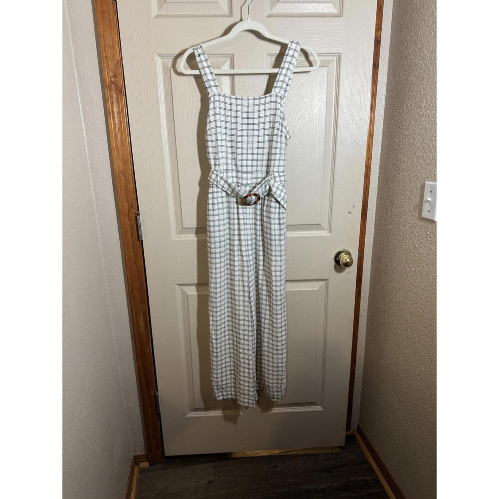Cute American Eagle White and Black Checkered Women's Jumpsuit with Belt
